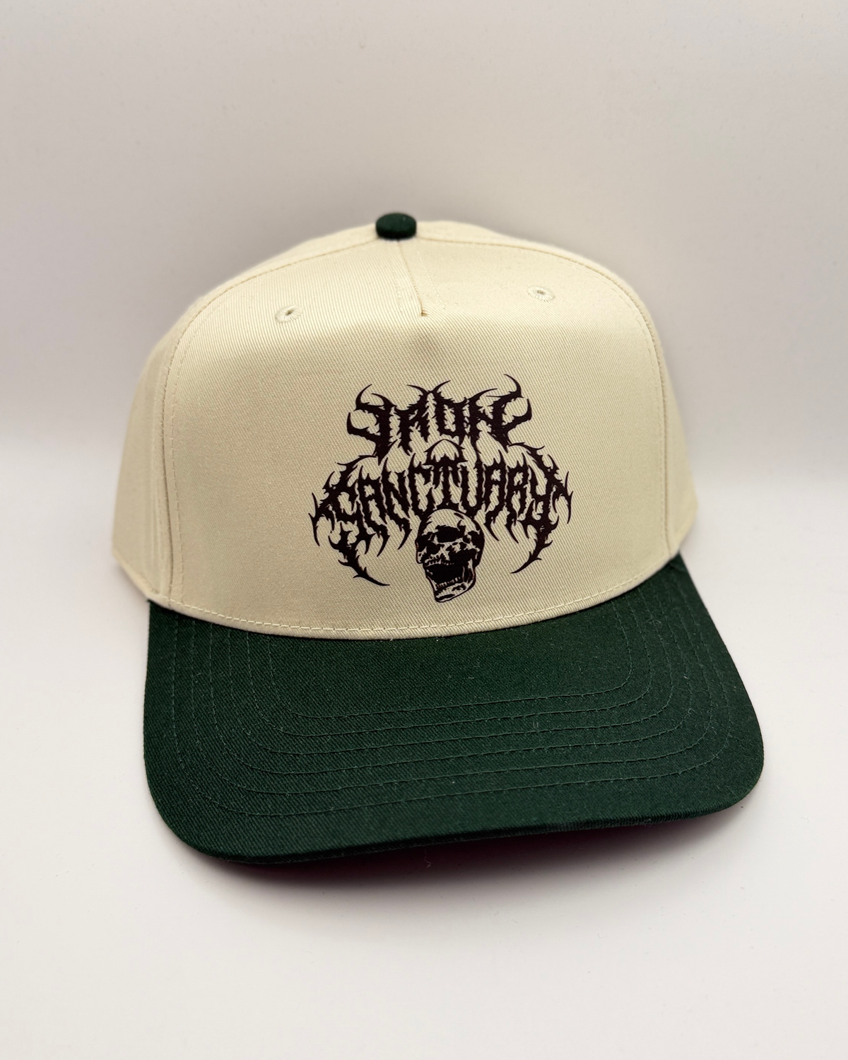 Metal Snapback - Tan / Green, front view