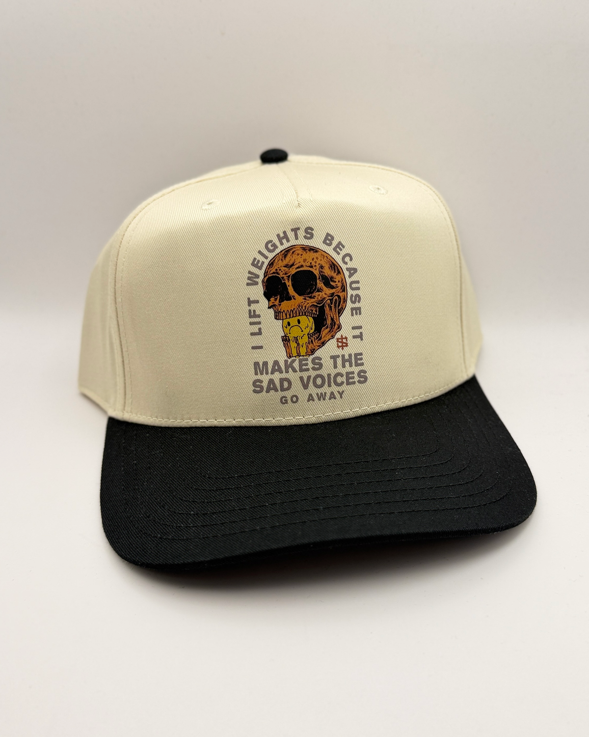 Sad Voices Hat - Tan / Black, front view