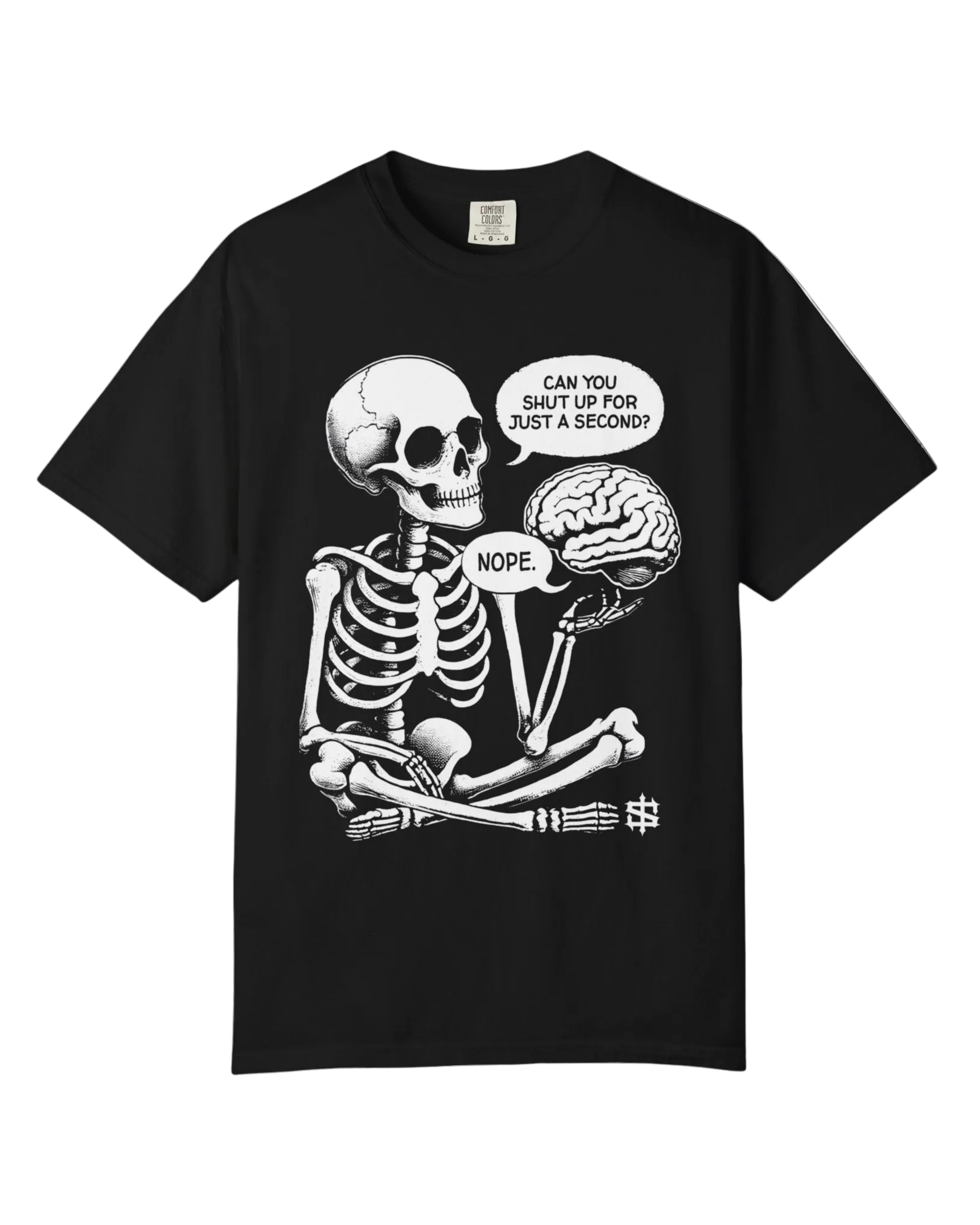 Skeleton Holding Brain Tee