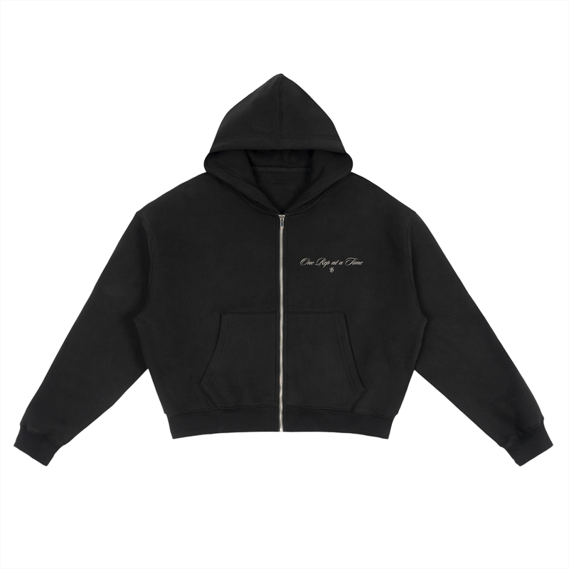 The reps matter more Fleece Zip-Up Boxy Hoodie