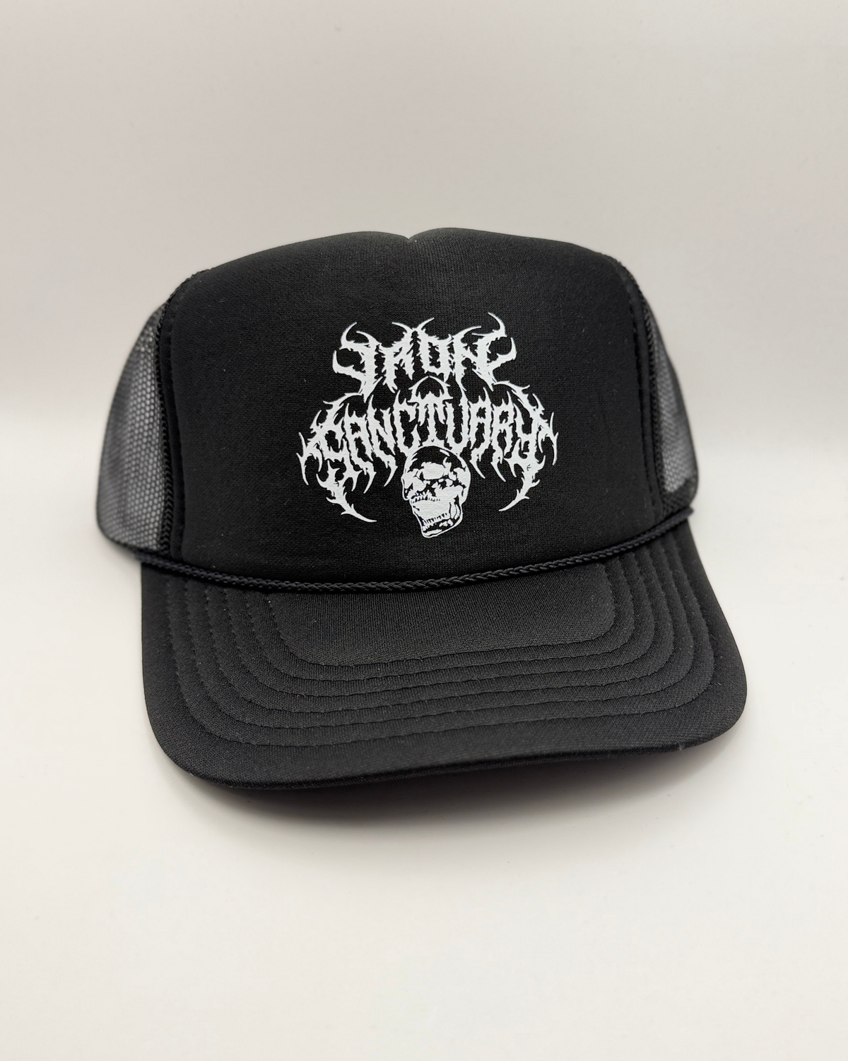 Metal Trucker Hat - Black, front view