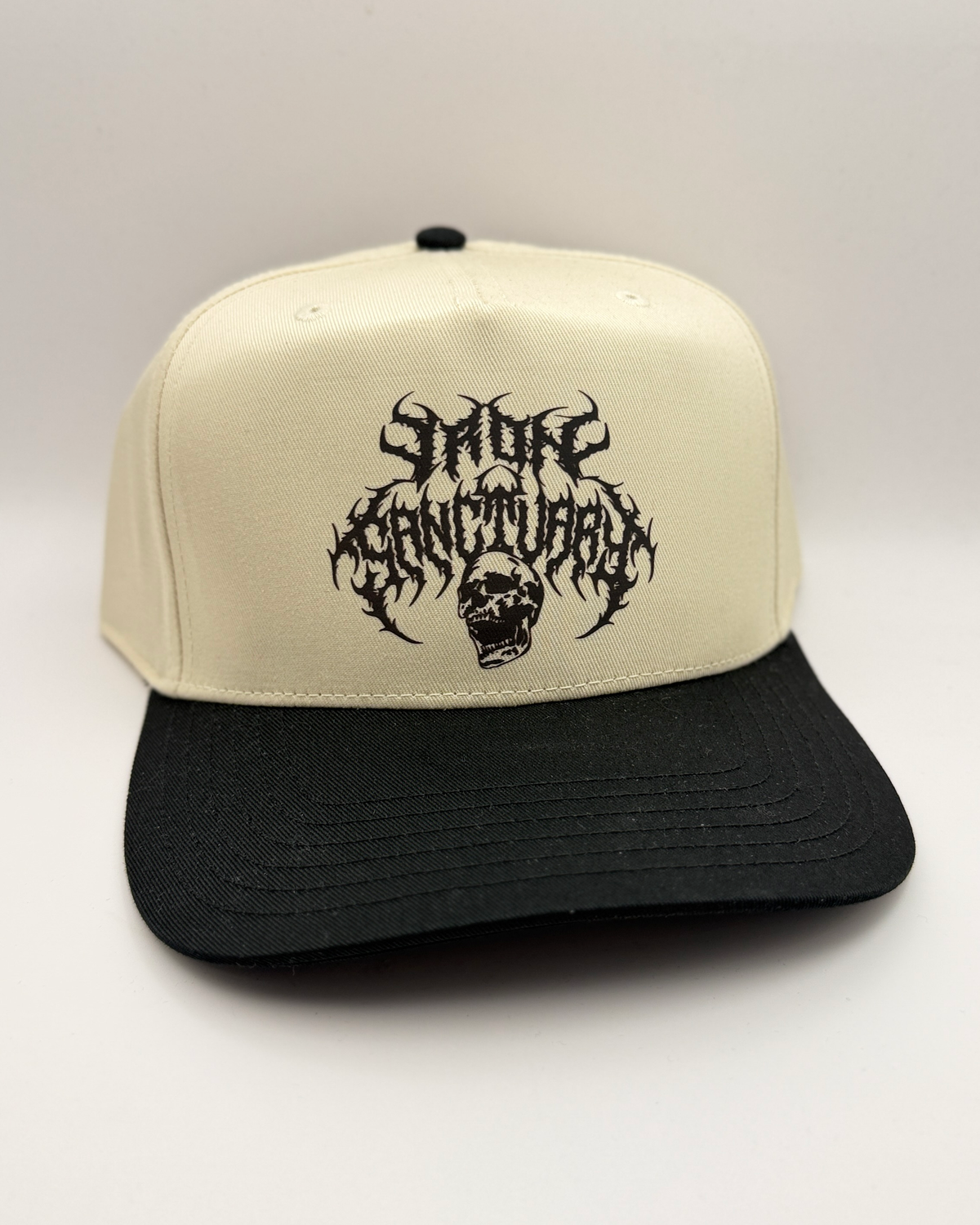 Metal Snapback - Tan / Black, front view