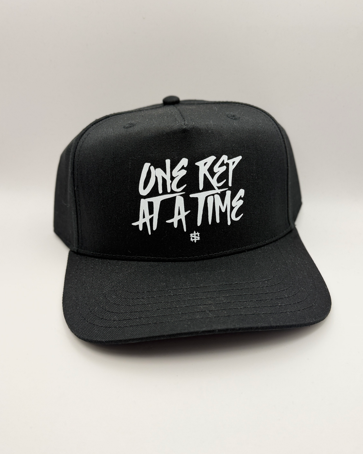 One Rep at a Time Snapback - Black, front view